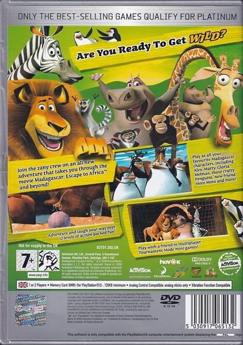 Madagaskar Escape 2 Africa - Platinum - PS2 (B Grade) (Used)